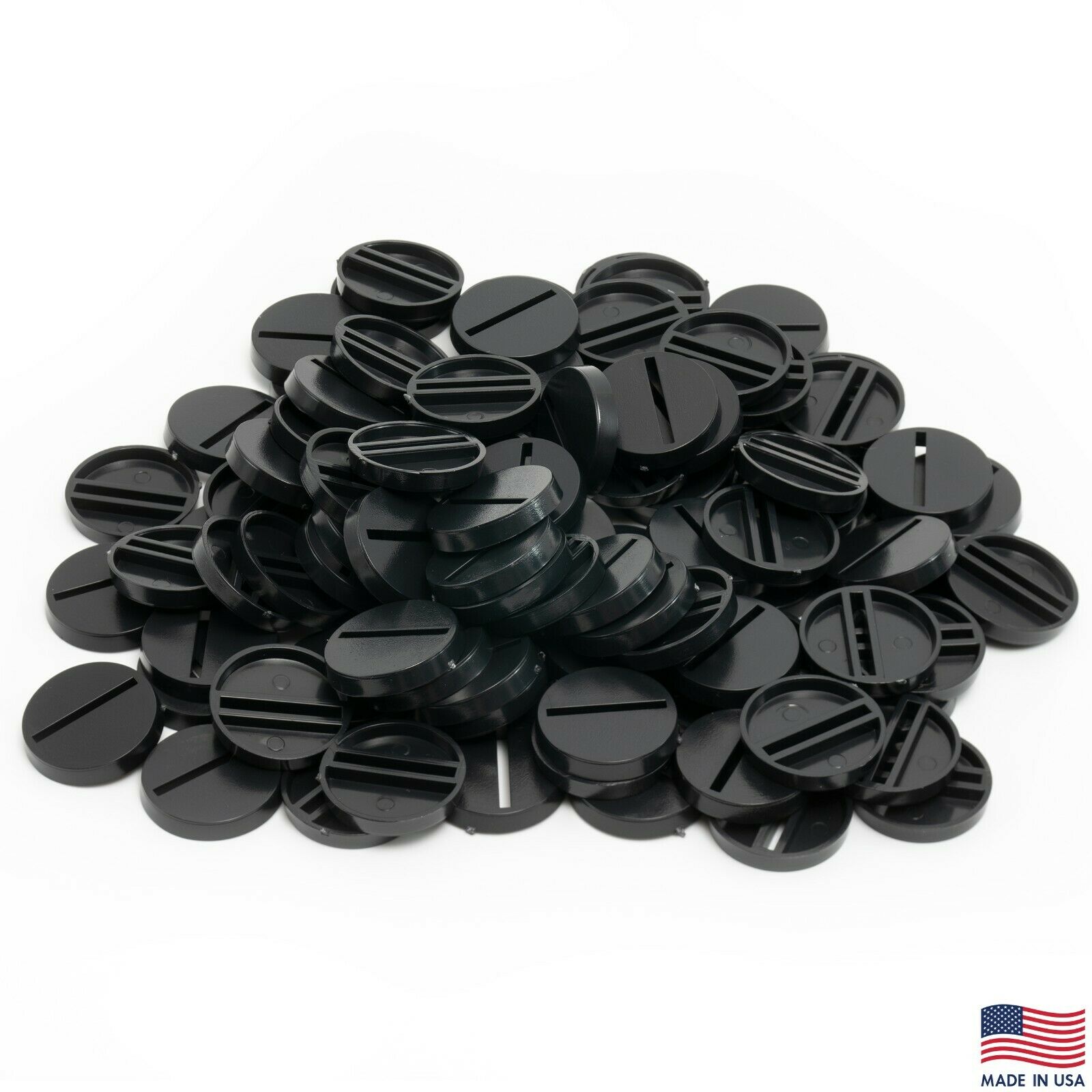 Pack Of 100, 25 Mm Plastic Round Slot Bases Miniature Wargames Table Top Gaming